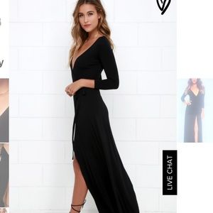 Lulu's Garden District Black Wrap Maxi Dress
